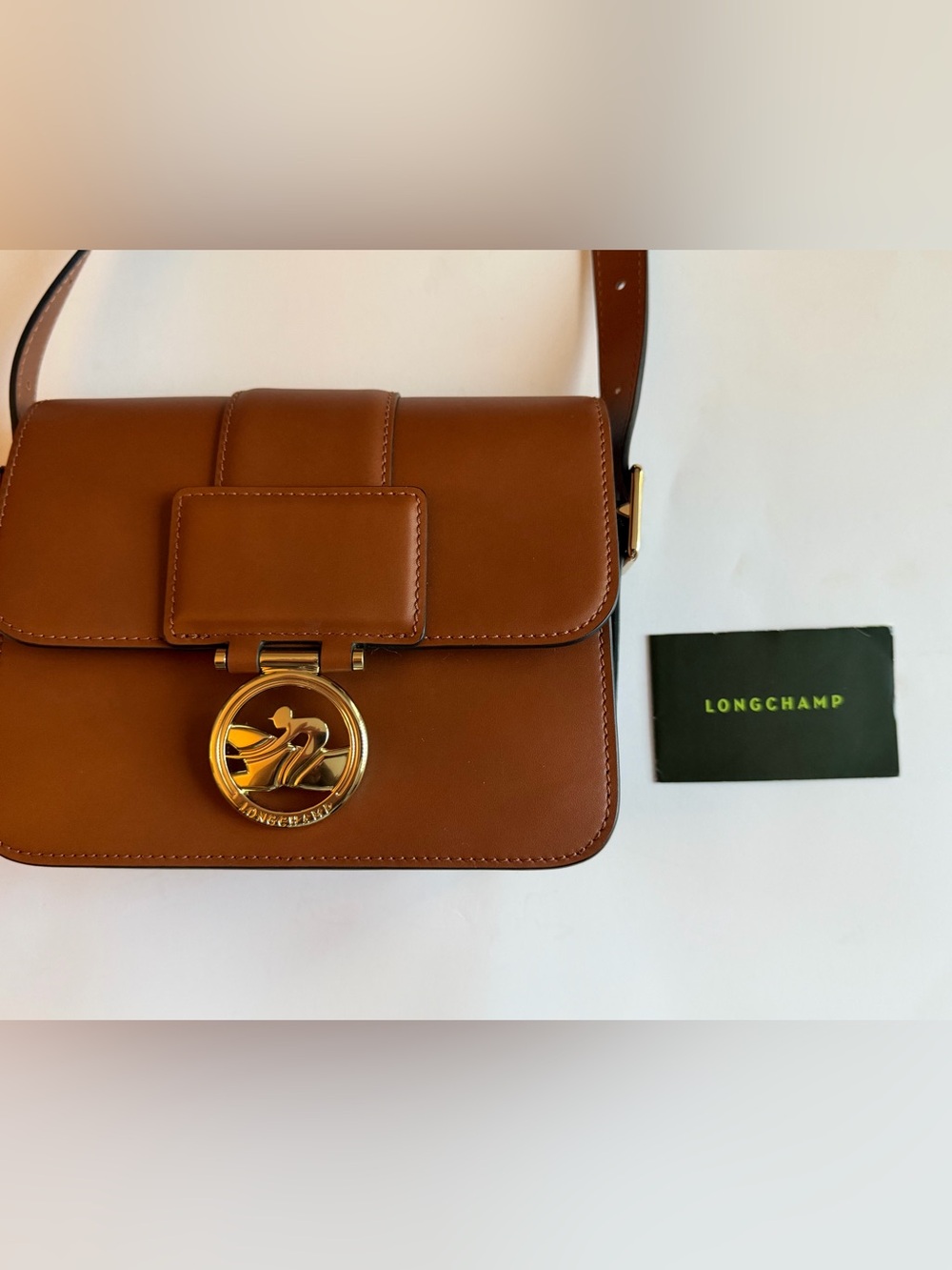 Longchamp Box Trot Crossbody Cognac/Pale Gold - Picture 15 of 16